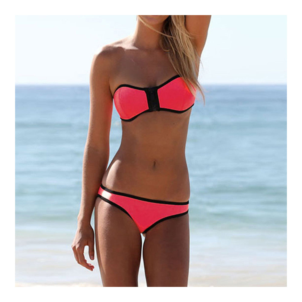 Swimwear Bikini Triangle Push-Ups Women  watermelon red  S - Mega Save Wholesale & Retail - 1