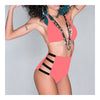 High Waist Swimwear Swimsuit Sexy Vintage Tie Bikini   watermelon red  S - Mega Save Wholesale & Retail - 1