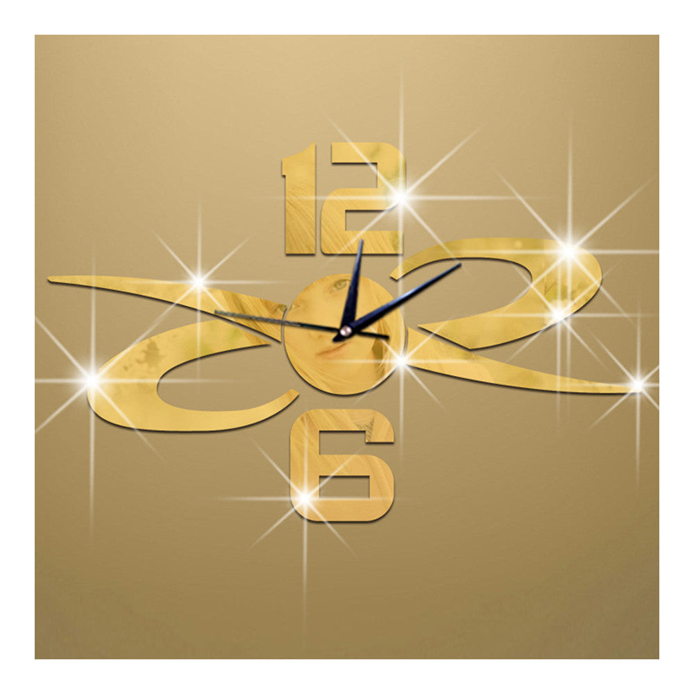 Mirror Wall Clock DIY Creative Sticking   golden - Mega Save Wholesale & Retail