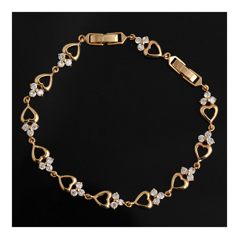 18K Gold Galvanized Loving Heart Austrian Zircon Bracelet - Mega Save Wholesale & Retail - 1