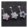 Fashionable Flower Navel Ring    platinum plated blue zircon - Mega Save Wholesale & Retail - 4