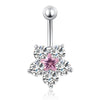 Fashionable Flower Navel Ring   platinum plated pink  zircon - Mega Save Wholesale & Retail - 1