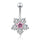 Fashionable Flower Navel Ring   platinum plated pink  zircon - Mega Save Wholesale & Retail - 1