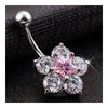 Fashionable Flower Navel Ring   platinum plated pink  zircon - Mega Save Wholesale & Retail - 2