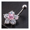 Fashionable Flower Navel Ring   platinum plated pink  zircon - Mega Save Wholesale & Retail - 3