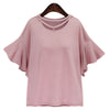 Plus Size Summer Lotus Leaf Sleeve T-shirt Halter   laudio-videoender   XL - Mega Save Wholesale & Retail