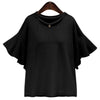 Plus Size Summer Lotus Leaf Sleeve T-shirt Halter  black   XL - Mega Save Wholesale & Retail