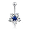 Fashionable Flower Navel Ring    platinum plated blue zircon - Mega Save Wholesale & Retail - 1
