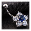 Fashionable Flower Navel Ring    platinum plated blue zircon - Mega Save Wholesale & Retail - 2