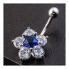 Fashionable Flower Navel Ring    platinum plated blue zircon - Mega Save Wholesale & Retail - 3