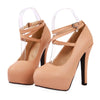 Buckle Sexy Night Club Women Thin Shoes PU Fashionable  apricot - Mega Save Wholesale & Retail