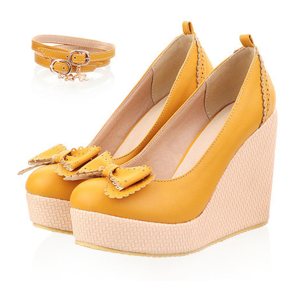 Thin Shoes Slipsole Bowknot Buckle  apricot - Mega Save Wholesale & Retail