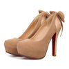Plus Size High Heel Women Thin Shoes Night Club Bowknot  apricot - Mega Save Wholesale & Retail - 1