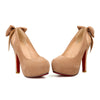 Plus Size High Heel Women Thin Shoes Night Club Bowknot  apricot - Mega Save Wholesale & Retail - 2