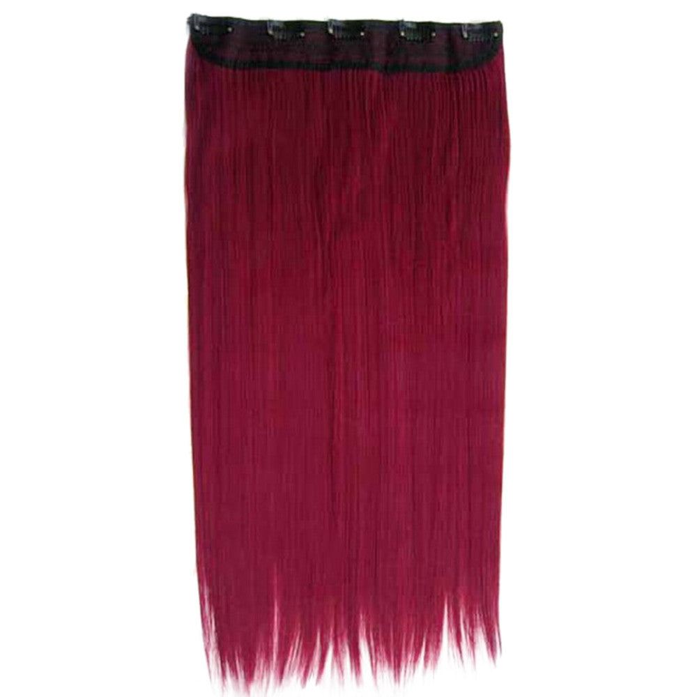 Wholesale color wig hair extension piece a five-card straight hair gradient hair piece long straight hair piece hair extension   THE NEW RED WINE  