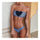 Bikini Set Sexy Checks Splicing Heart Shape Beach Swimwear Swimsuit    blue  S - Mega Save Wholesale & Retail