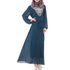 Embroidery Long Sleeve Muslim Long Dress  indigo - Mega Save Wholesale & Retail - 1