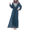 Embroidery Long Sleeve Muslim Long Dress  indigo - Mega Save Wholesale & Retail - 2