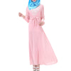 Embroidery Long Sleeve Muslim Long Dress  pink - Mega Save Wholesale & Retail - 1