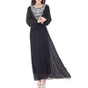 Embroidery Long Sleeve Muslim Long Dress  black - Mega Save Wholesale & Retail - 1