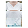 Splicing Slim Stand Collar Short Sleeve T-shirt   light blue   M - Mega Save Wholesale & Retail - 5