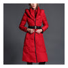 Slim Middle Long Thick Hoodied Down Coat   red  S - Mega Save Wholesale & Retail - 1