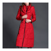 Slim Middle Long Thick Hoodied Down Coat   red  S - Mega Save Wholesale & Retail - 2