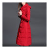 Slim Middle Long Thick Hoodied Down Coat   red  S - Mega Save Wholesale & Retail - 3