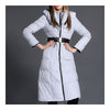 Slim Middle Long Thick Hoodied Down Coat   grey   S - Mega Save Wholesale & Retail - 1