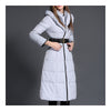 Slim Middle Long Thick Hoodied Down Coat   grey   S - Mega Save Wholesale & Retail - 2