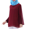 Chiffon Muslim Top Wear Fake 2pcs Suit Slit Shirt   wine red - Mega Save Wholesale & Retail - 1