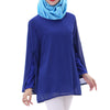 Chiffon Muslim Top Wear Fake 2pcs Suit Slit Shirt   sapphire blue - Mega Save Wholesale & Retail - 1