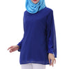 Chiffon Muslim Top Wear Fake 2pcs Suit Slit Shirt   sapphire blue - Mega Save Wholesale & Retail - 2