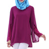 Chiffon Muslim Top Wear Fake 2pcs Suit Slit Shirt  purple - Mega Save Wholesale & Retail - 1