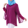 Chiffon Muslim Top Wear Fake 2pcs Suit Slit Shirt  purple - Mega Save Wholesale & Retail - 2