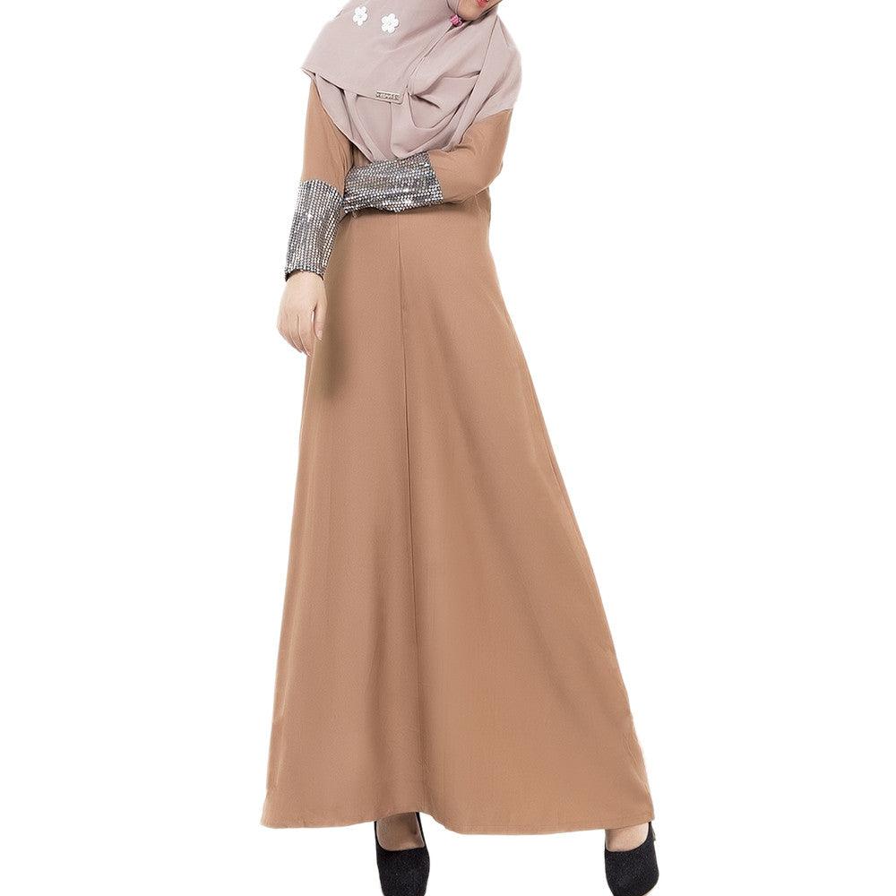 Middle East Muslim Garments Dress   coffee   M