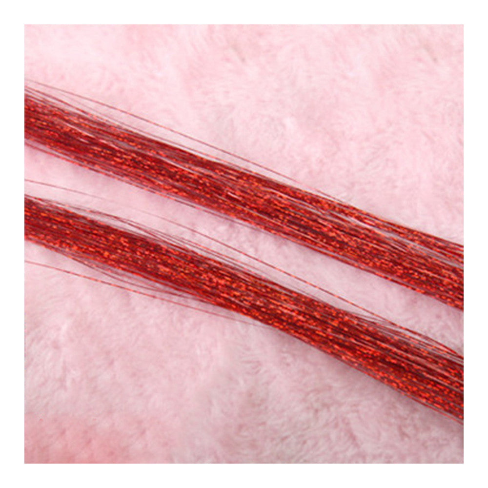 Colorful Bright Hair Extension Laser Golden Silver Wig    red