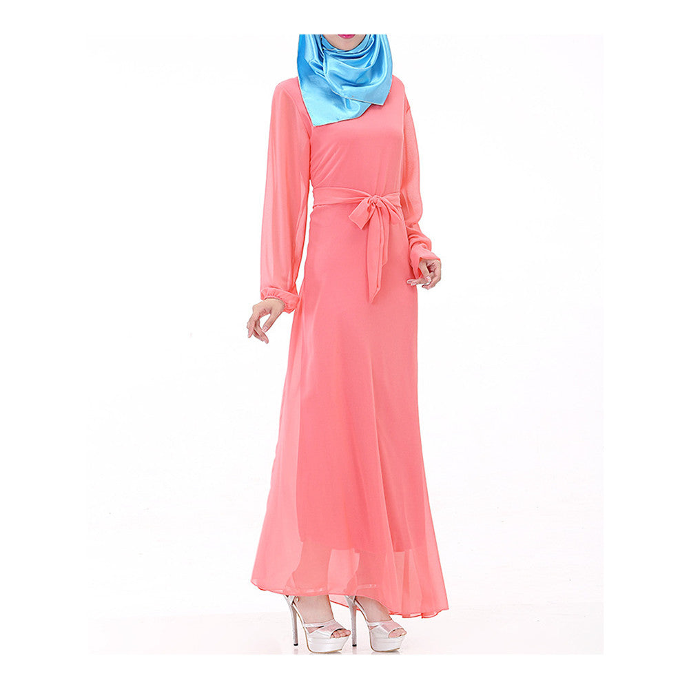 Malaysian Muslim Women Garments Dress Solid Color   pink - Mega Save Wholesale & Retail - 1