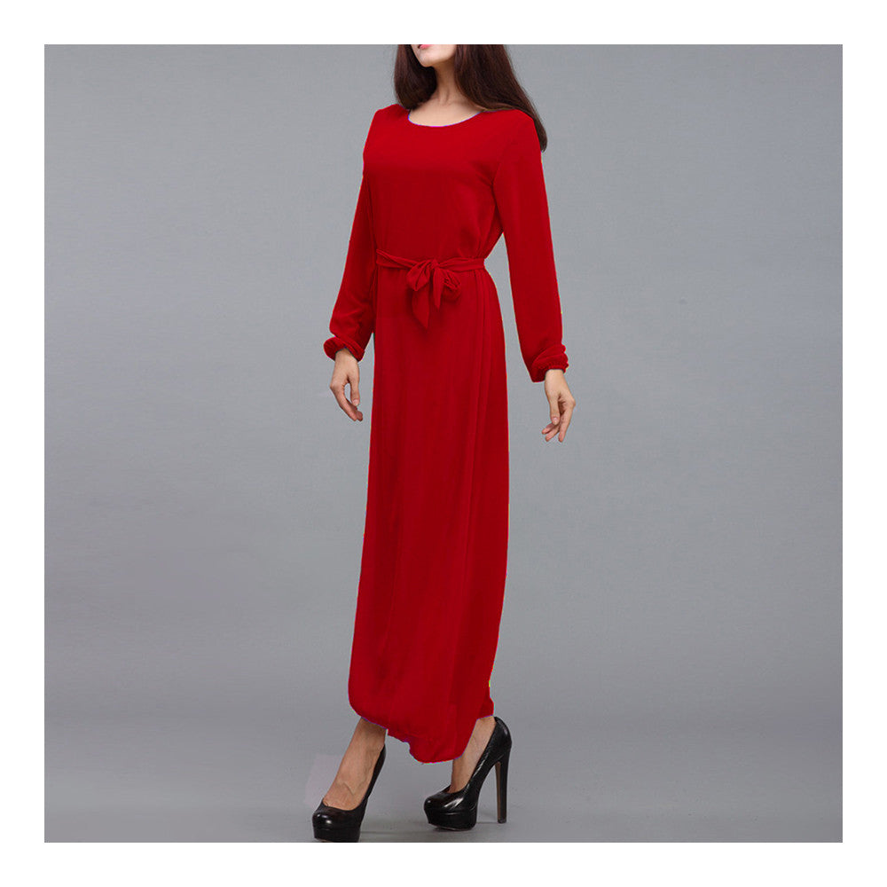 Malaysian Muslim Women Garments Dress Solid Color  red - Mega Save Wholesale & Retail - 1