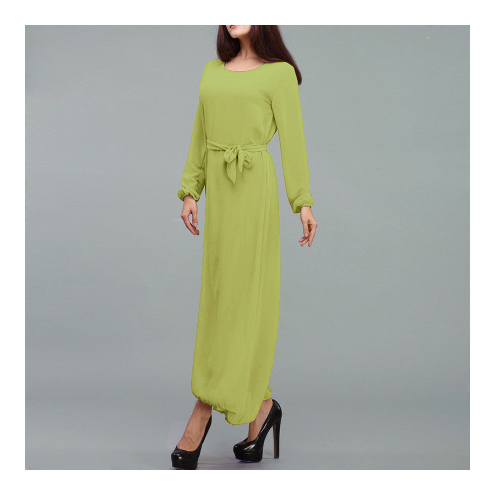 Malaysian Muslim Women Garments Dress Solid Color   green - Mega Save Wholesale & Retail - 1
