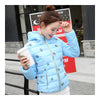 Winter Slim Embroidered Hooded Woman Down Coat   water blue   M - Mega Save Wholesale & Retail - 2