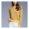 Woman Round Collar Floral Sweater Knitwear   yellow   S - Mega Save Wholesale & Retail - 1