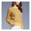 Woman Round Collar Floral Sweater Knitwear   yellow   S - Mega Save Wholesale & Retail - 2