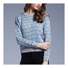 Woman Round Collar Floral Sweater Knitwear   grey   S - Mega Save Wholesale & Retail - 1