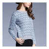 Woman Round Collar Floral Sweater Knitwear   grey   S - Mega Save Wholesale & Retail - 2