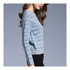Woman Round Collar Floral Sweater Knitwear   grey   S - Mega Save Wholesale & Retail - 3