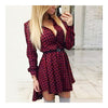 Polka Dot Swallow-tailed Pleated Short Dress   red checks  S - Mega Save Wholesale & Retail