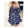 Polka Dot Swallow-tailed Pleated Short Dress  five-pointed star   S - Mega Save Wholesale & Retail