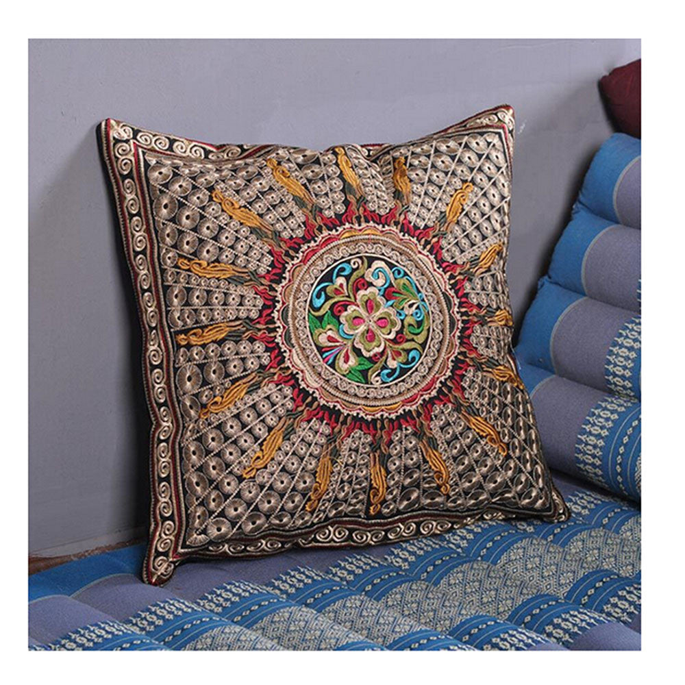 Festival Gift Original Embroidery Cushion Cover National Style Inn Hotel Embroidery Boster Case   sunflower - Mega Save Wholesale & Retail - 1