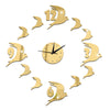 3D Acrylic Wall Clock Swallow Mirror    golden - Mega Save Wholesale & Retail